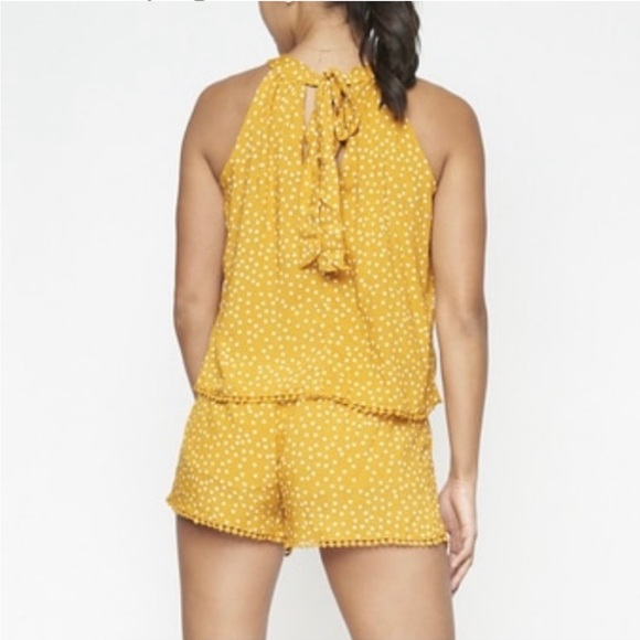2 Piece Polka Dot Short and Top Set. Color: Multi -Yellow/White - Picture 4 of 10
